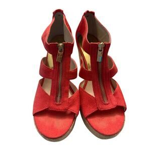 Michael Kors Orange & Gold Wedge Platforms, Size 9.5